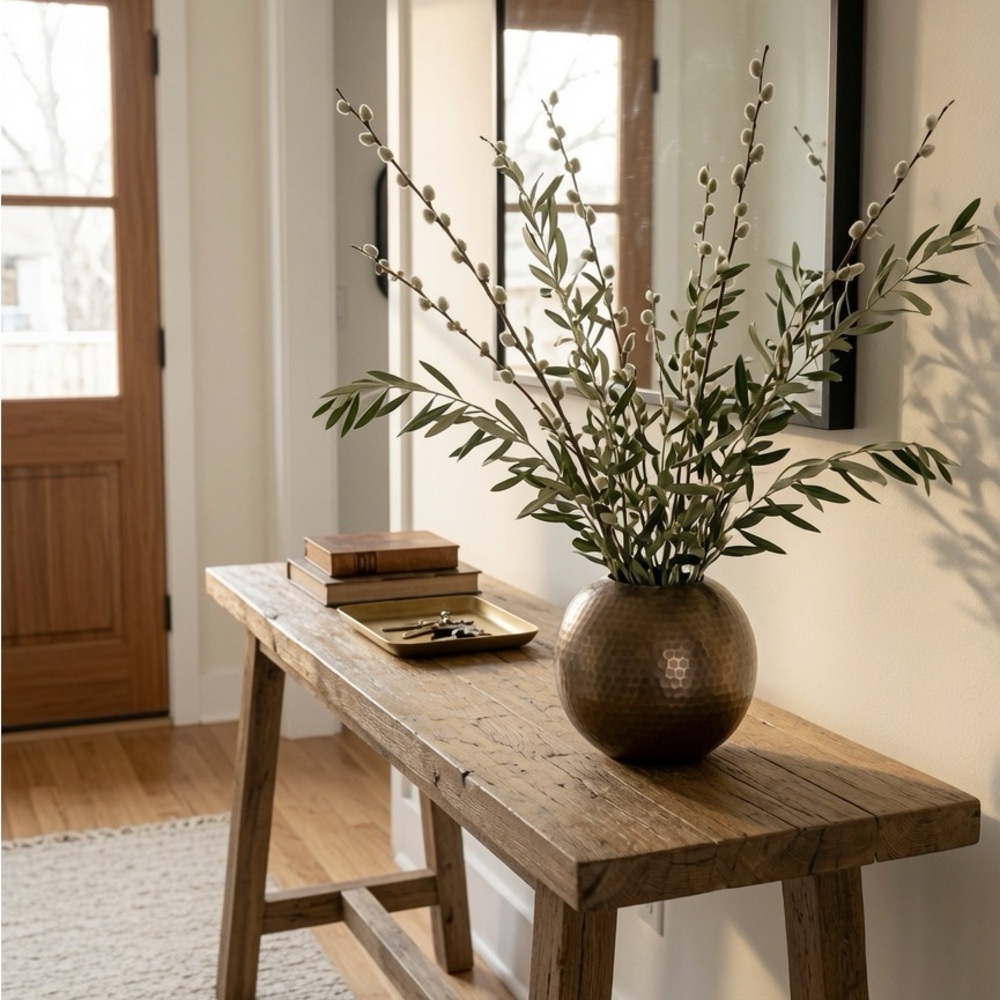 Decorative Hammered Brass Vase- Home Accents
